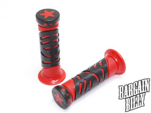 Kawasaki atv bayou brute force prairie gel hand grips red rubber star handgrips