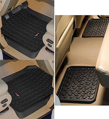 Rugged ridge floor liners all-terrain front/second seat area thermoplastic black