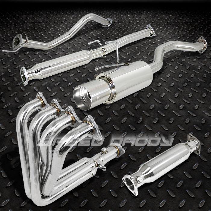 4" tip muffler racing catback+header+pipe exhaust 99-00 honda civic si em1 b16a2