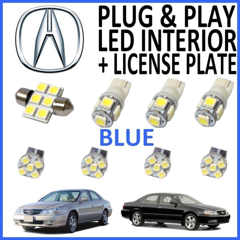 8 piece super blue led interior package kit + license plate tag lights al2b