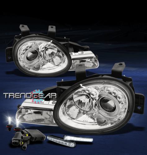 95-99 dodge/plymouth neon halo projector headlight+parking+drl led+6000k hid set