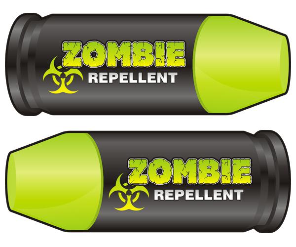 9mm zombie decal set 5"x1.8" bullet ammo can pistol firearm vinyl sticker u5ab