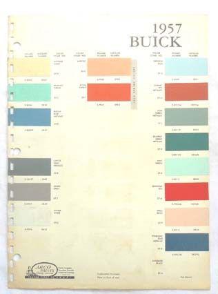 1957  buick arco paints   color paint chip chart all models original 