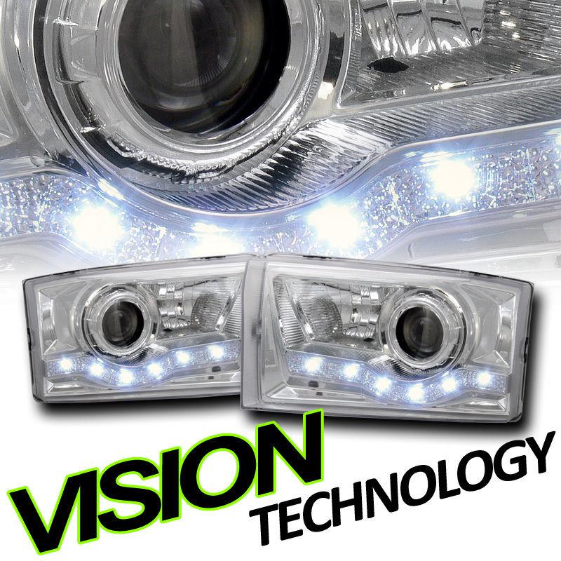 Chrome led projector head lights lamps+high/low beam bulbs 99-04 ford super duty