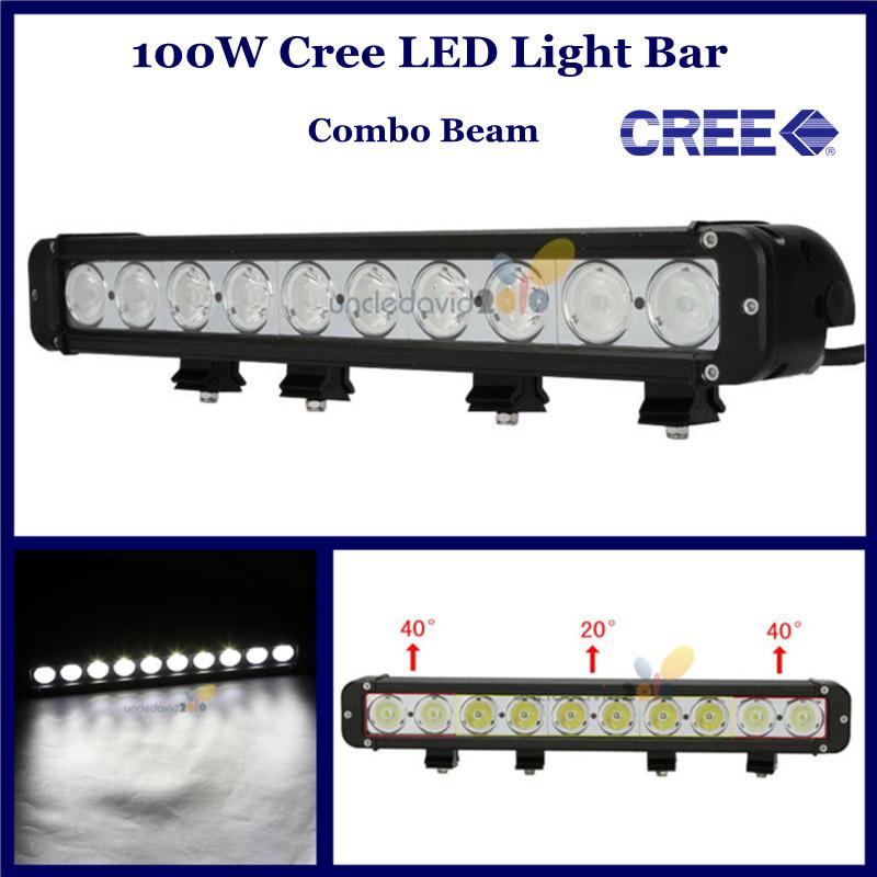 100w 17" cree led work light bar spot flood combo beam lamp offroad 4wd atv suv