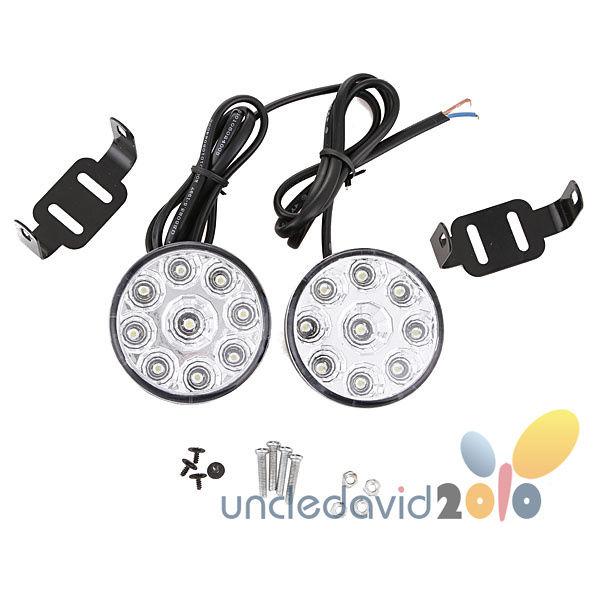 2x 9 led daytime running light car drl driving foglight 12v universal new