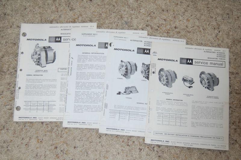 Motorola alternator service manuals 4 different issues 1963 and 1964