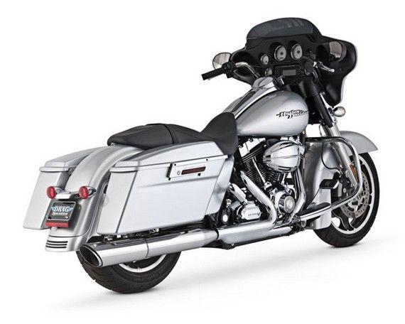 Vance & hines twin slash 2:1 round muffler chrome ea for harley fl 10