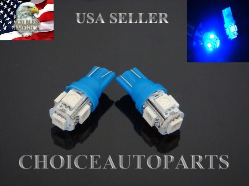 2 pcs t10 w5w 5050 5smd led blue licence plate light bulbs