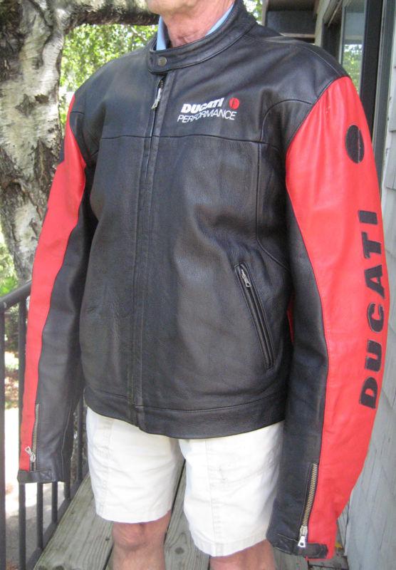 Ducati leather motorcycle jacket black and red, size xxl