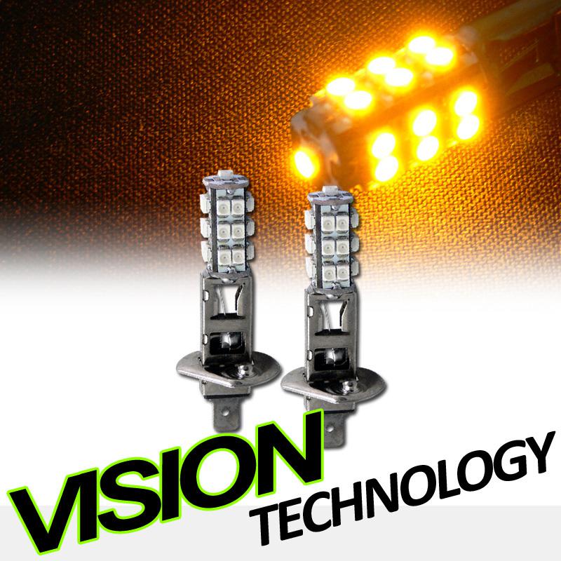 Benz  c/e/s/clk/sl/slk-class 2pc yellow h1 25x smd led fog/driving light bulbs