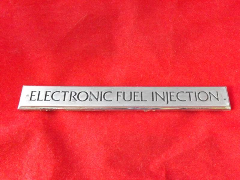 Cadillac deville electronic fuel injection emblem chrome metal rear oem 1985-93