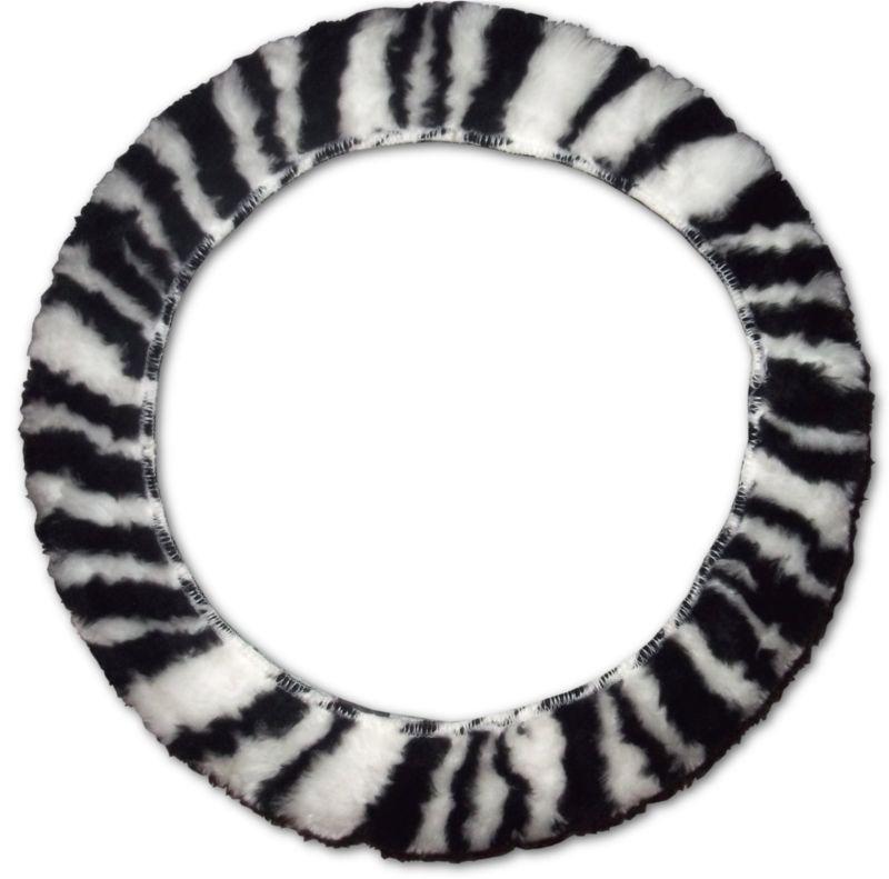 Zebra black white soft furry universal steering wheel cover for car truck suv #5