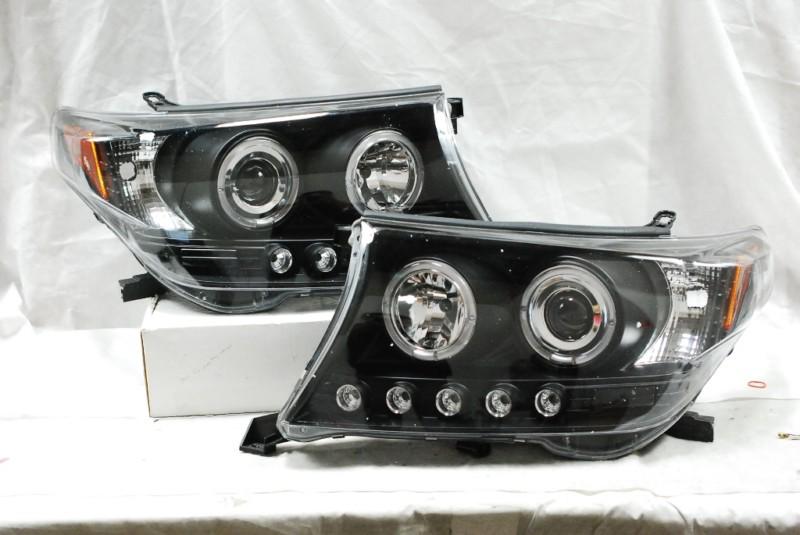 08-13 land cruiser dual halo projector led black headlights lamps jdm