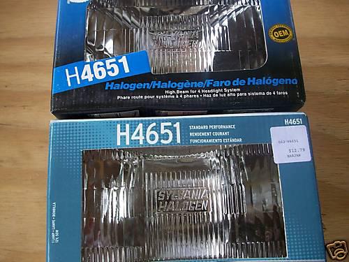 2~ sylvania 6-1/2"x4" halogen high beam headlight h4651