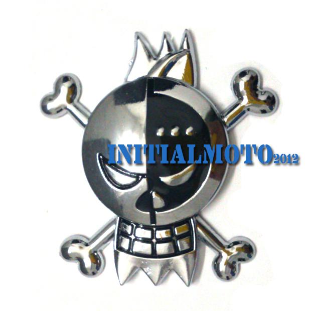 Motorcycle chrome pirate skull demon metal bone emblem badge decal sticker lid 