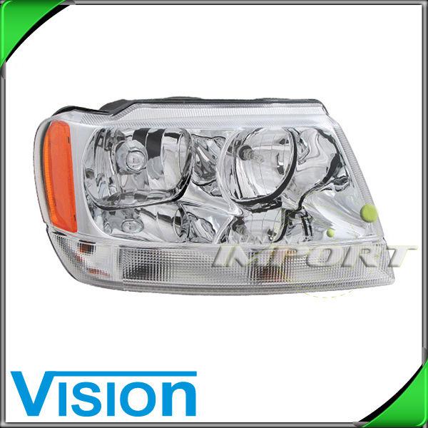 Passenger right side headlight lamp assembly new 1999-2004 jeep grand cherokee