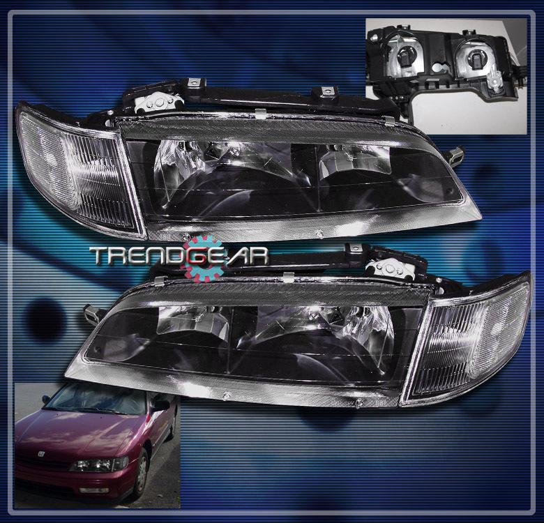 94-97 honda accord crystal headlights lamps jdm black 95 96 dx ex lx 2dr/4dr/5dr