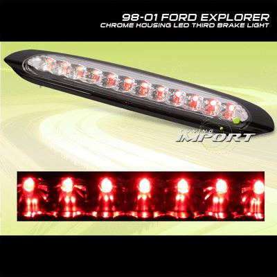 98-01 ford explorer suv chrome led 3rd third trunk upper brake tail light lamp