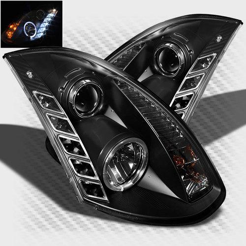 2003-2007 infiniti g35 2 door halo led projector headlights black head lights