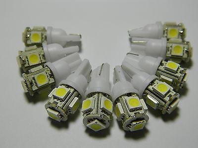 10pcs xenon white w5w 192 921 168 t10 wedge 5050 3chips light 5 smd led bulbs