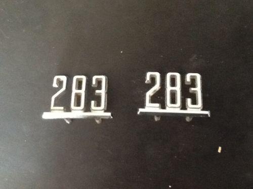 2 vintage chevrolet   emblems 283 engine trim chrome