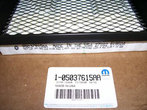 Mopar high flow air filter charger 300 magnum dodge chrysler new 5037615aa