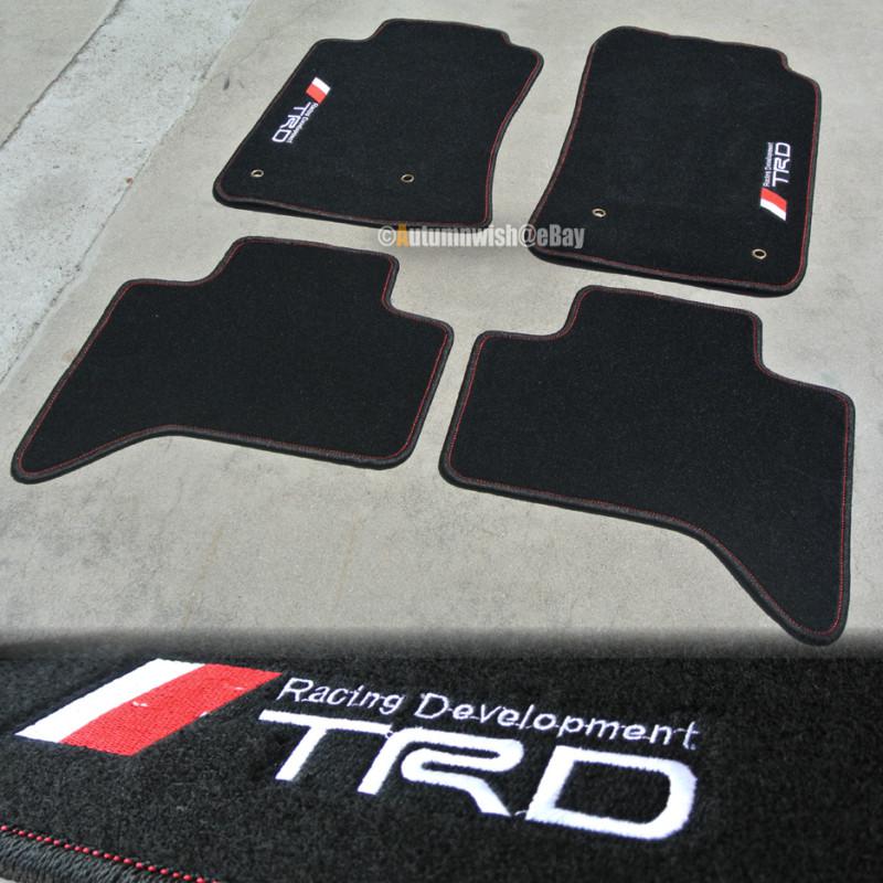 05-11 toyota tacoma floor mats carpet front rear black w/ red trim 4pc