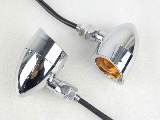 Chrome/amber metal led turn signal for kawasaki vn vulcan cruiser custom bike