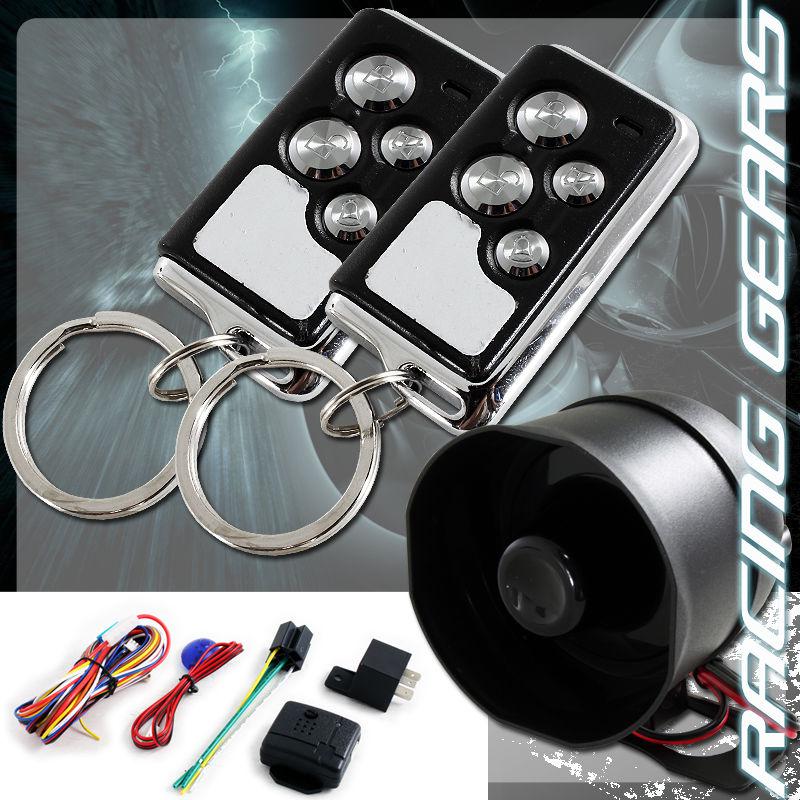 1-way remote car truck security alarm+siren+search black chrome 4 button remote