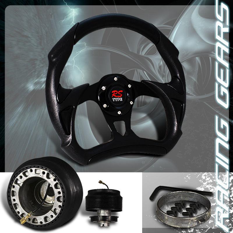 90-93 98-02 honda accord jdm 320mm pvc leather steering wheel + hub adapter kit