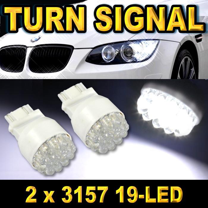 2x 3157 19-led front turn signal light bulbs 3057 3157 3357 3457 4157 white