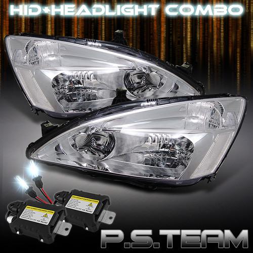 03-07 honda accord jdm clear crystal headlights+6000k slim ballast hid kit combo