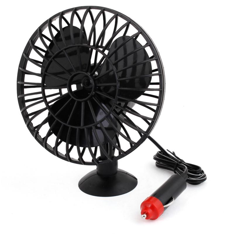 5" dia black auto car suction cup mini fan dc 12v with cigarette lighter plug