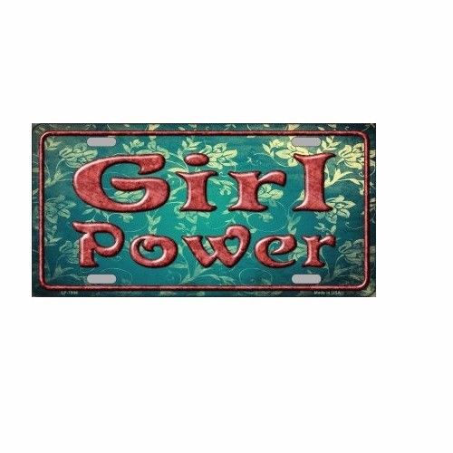 Girl power floral design novelty license plate tag sign