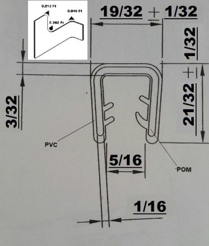 66 feet  trim seal 5/16 edge trim permanent grip - black - no rusting -trim lock