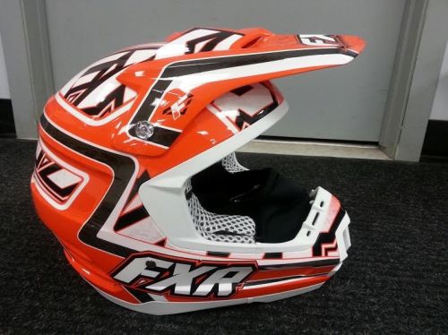 Fxr motorcycle/snowmobile torque white/orange helmet - x-small  - dot/ece - new