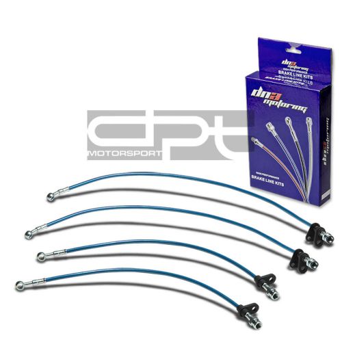 Prelude ba replacement front/rear stainless hose blue pvc coated brake line kit