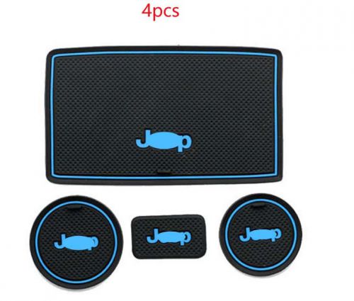 Non-slip interior door pocket mat cup mat for 2014 2015 jeep cherokee blue