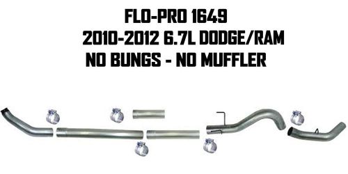 Flo pro 5&#034; dpf delete turbo back exhaust 10-12 dodge diesel 1649