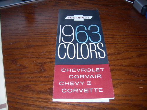 Original 1963 chevrolet color chip brochure