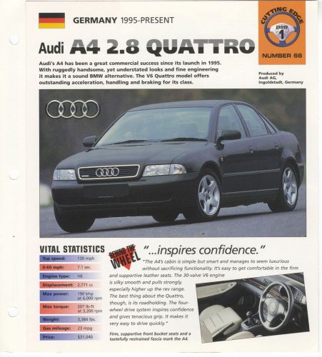 Audi a4 2.8 quattro collector brochure specs 1995-present group 1, no 66