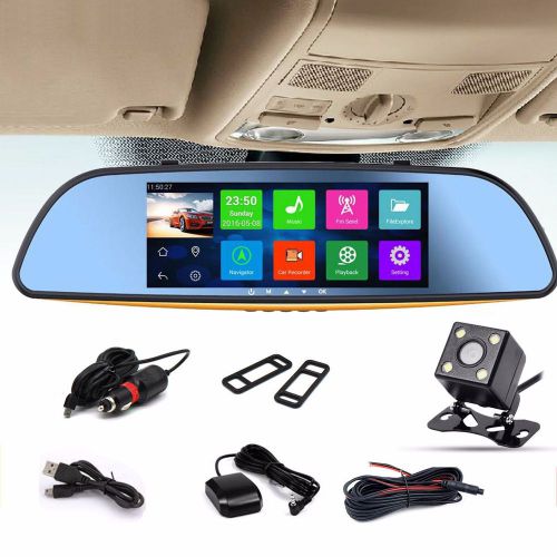 Dual camera hd 1080p 7&#039;&#039; rear view mirror android 4.4 wifi gps recorder car dvr