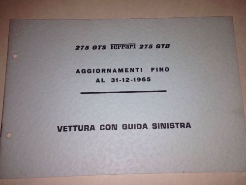 Vintage ferrari 1965 275 gts/gtb original addendum to manual, italian text