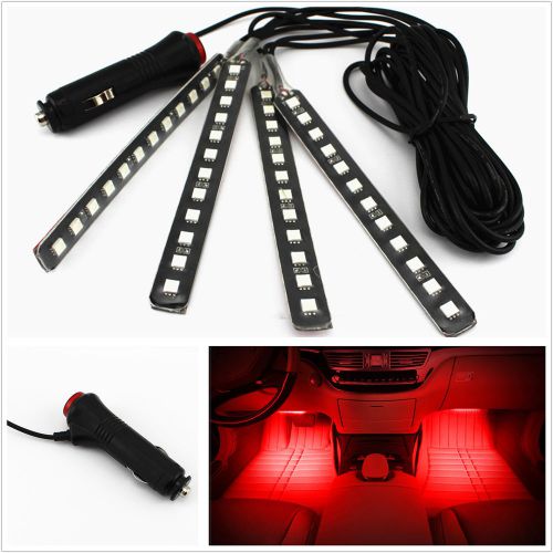 4pcs 12led car suv cigarette lighter plug decor lamp atmosphere light strips red