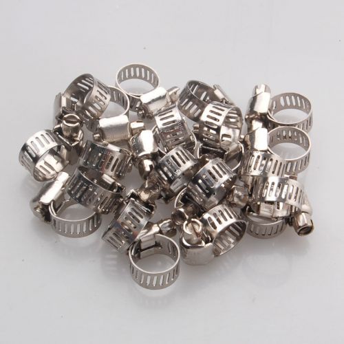 10pcs 3/8&#034;-1/2&#034; adjustable stainless steel drive hose clamps fuel line worm clip