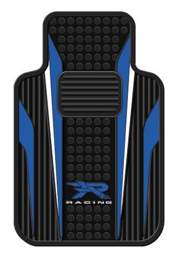 Blue and white r racing universal-fit molded front floor mats - set of 2