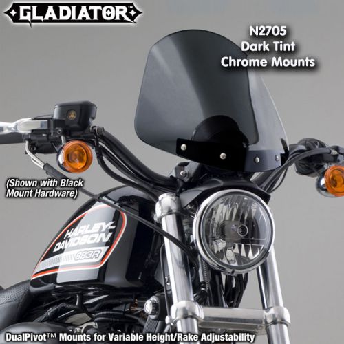 Harley xr1200 / xr1200x gladiator windshield dark tnt chrome mnts n2705 nib