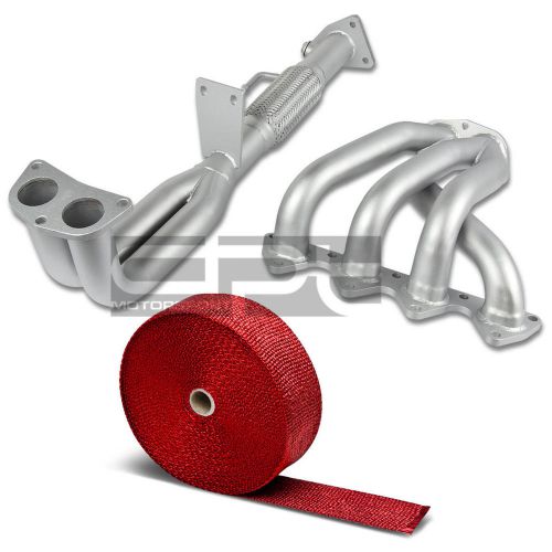 4-2-1 stainless ceramic manifold header for honda prelude bb6+red heat wrap