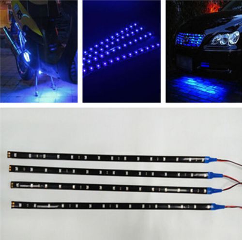 4x blue 12v 30cm 15smd led waterproof flexible strip light for honda motorcycle